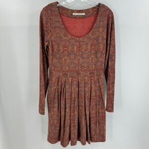 Peruvian Connection Dress Long Sleeve Sarawak Ikat Sz S Printed Pockets